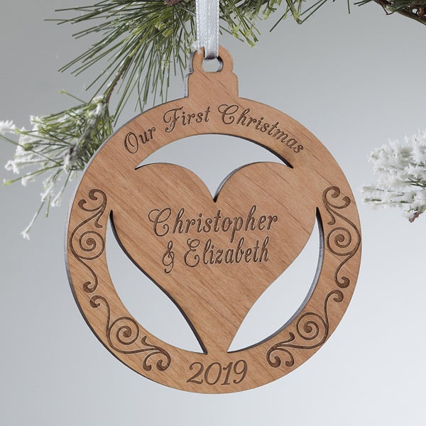 Personalized Christmas Ornaments Engraved Wood Heart