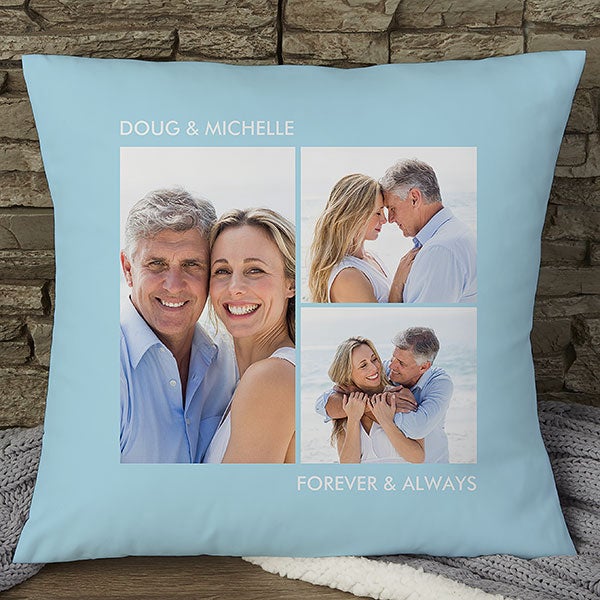 Couples Photo Collage Personalized Photo 18x18 Velvet Throw Pillow