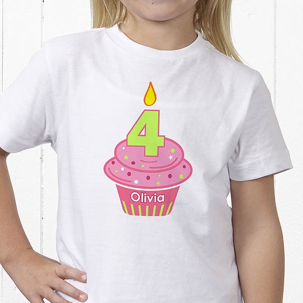 Personalized Kids T-Shirts - Birthday Cupcake - Birthday Gifts