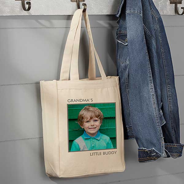 personalized womens tote bag, gift, grandma grandpa love, custom photo  canvas bag