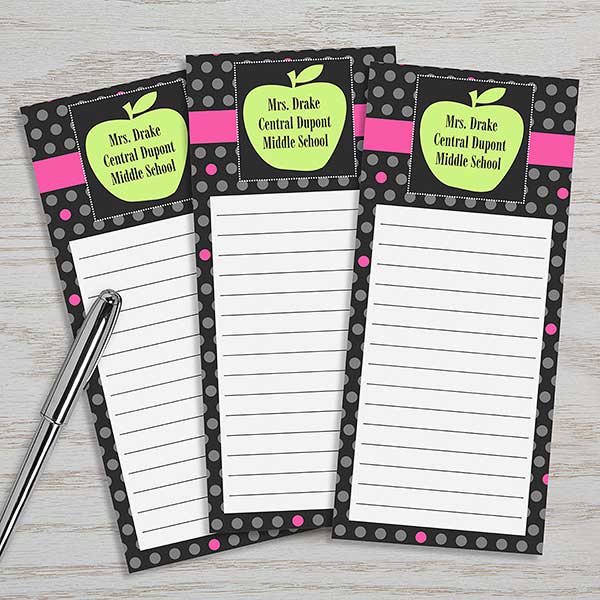 Personalized Teacher's To Do List Notepad - Green Apple