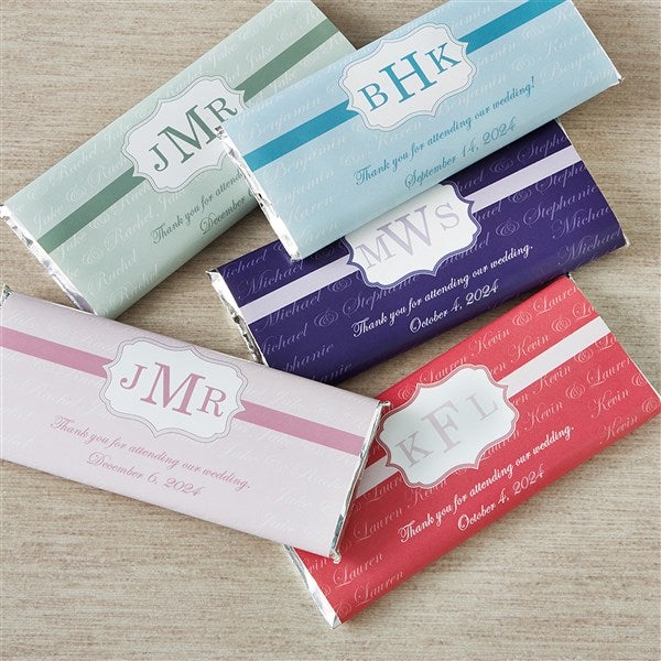 Monogrammed Wedding Favor Candy Bar Wrappers