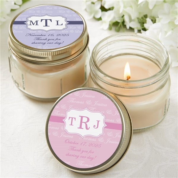 Personalized Candle Wedding Favors - Wedding Monogram - 13032