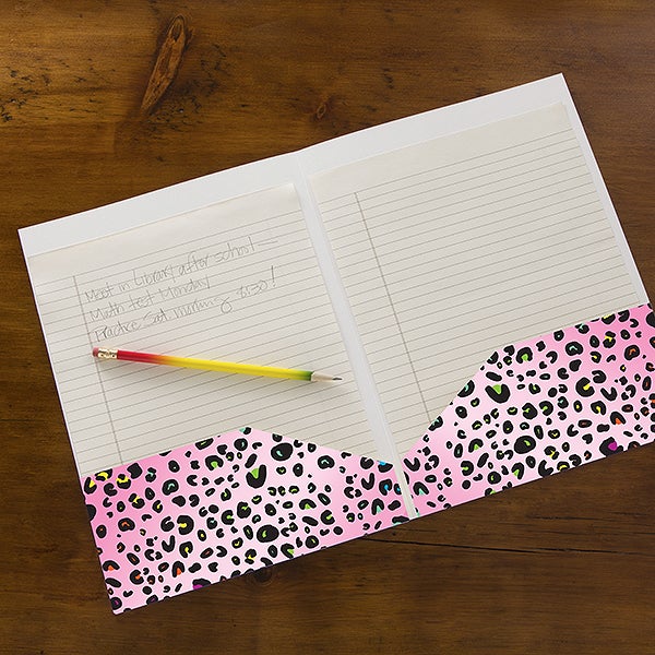 Personalized School Folders - Animal Print