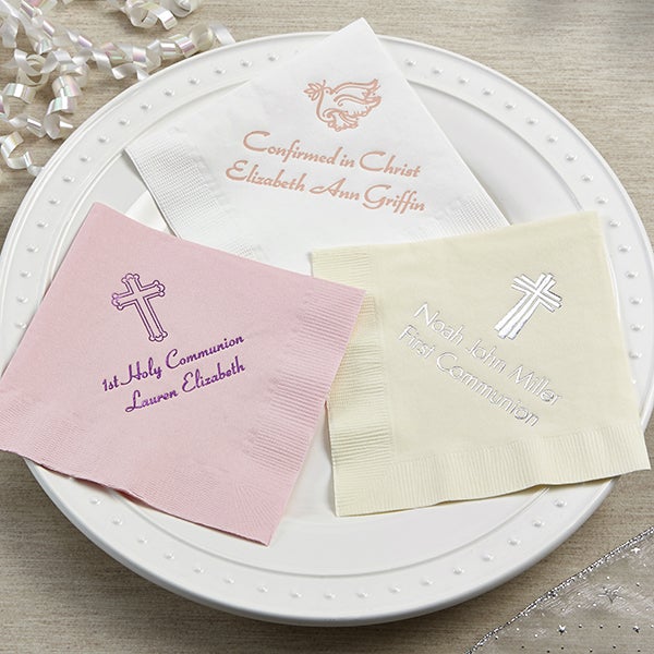 Personalized Communion & Confirmation Beverage Napkins Party Gifts