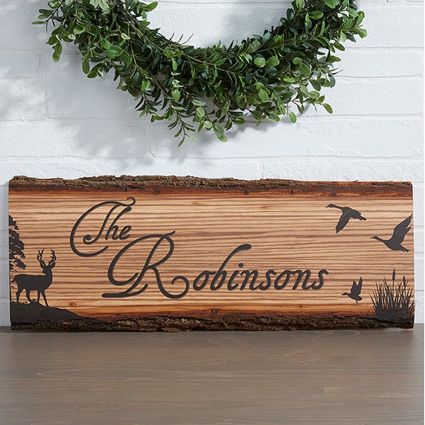 Personalized Rustic Wood Plaque - Hunter's Hideaway - 13761