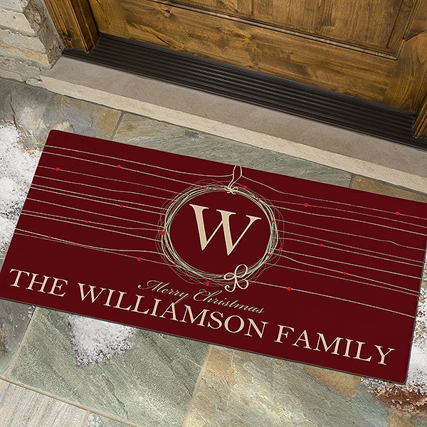 Personalised Christmas Wreath Doormat, Christmas Door Mats, Custom