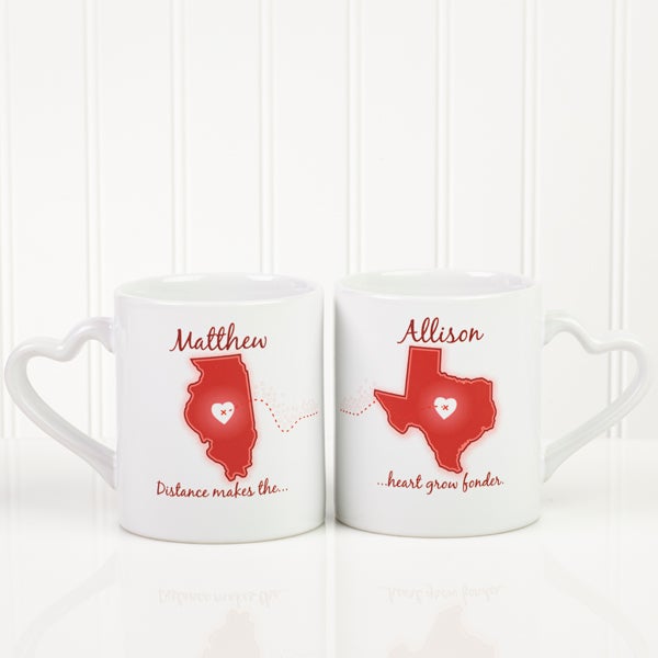 Personalized Coffee Mug Sets - Long Distance Love - 13993