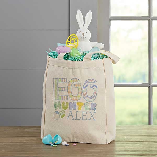 Personalized Kids Easter Tote Bag - Easter Egg Hunter - 14080