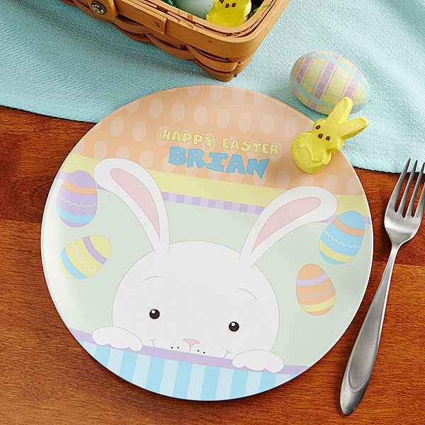 Personalized Easter Bunny Kids Dishes - Happy Easter - 14082D