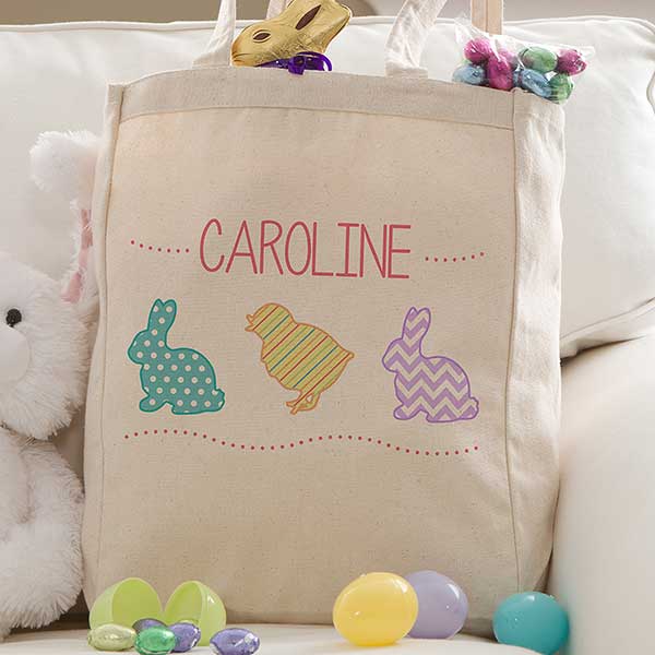 Personalized Easter Tote Bag - Hop Hop Bunnies