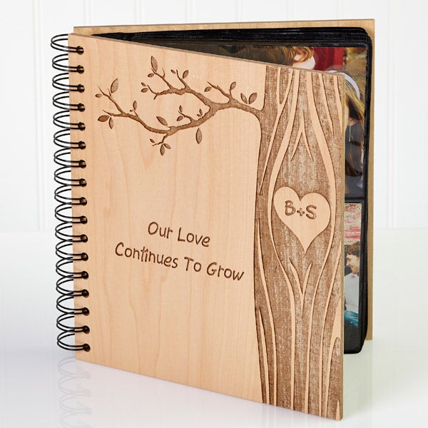 Personalized Love birds Engraved Leather Photo Album/ Personalized Scr –  DokkiDesign