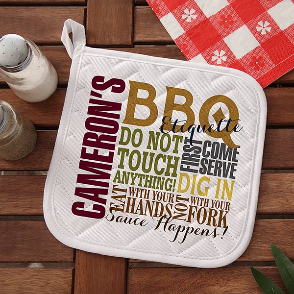 Personalized BBQ Apron & Potholder - Barbecue Rules - 14376