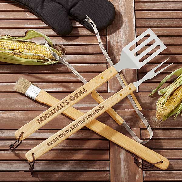 Engraved BBQ Grill Tool Set