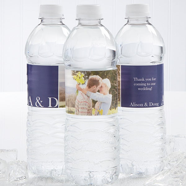 Personalized Photo Water Bottle Labels - Wedding Couple - 14505