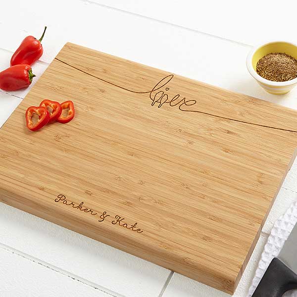 Personalized Bamboo Cutting Boards - Lovebirds - 14508