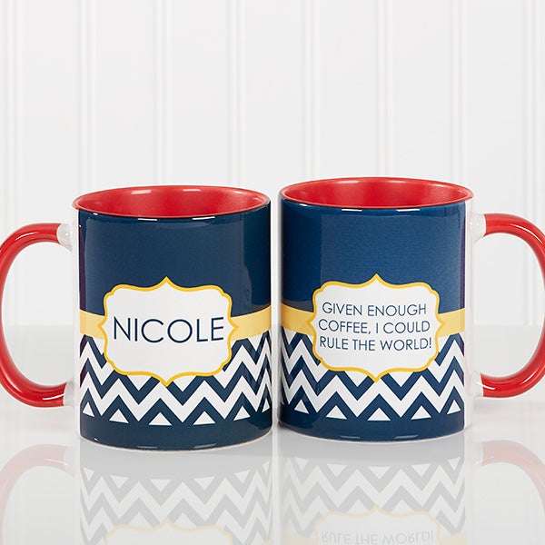 Personalized Coffee Mugs - Preppy Chic Chevron - 14559