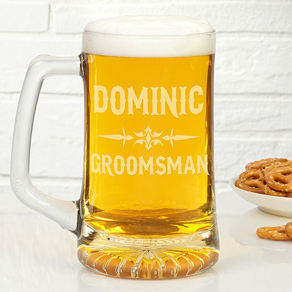 Personalized Groomsman Glass Beer Mug