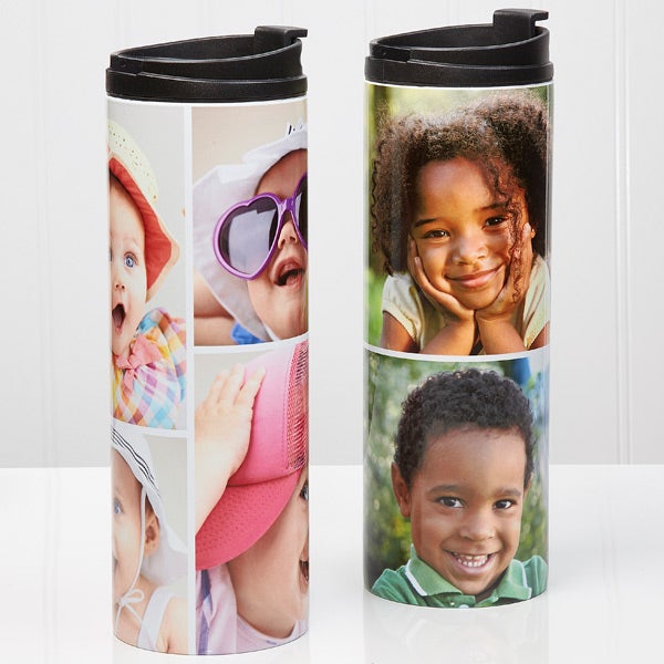 Personalized Photo Collage Travel Tumbler - 4 Photos