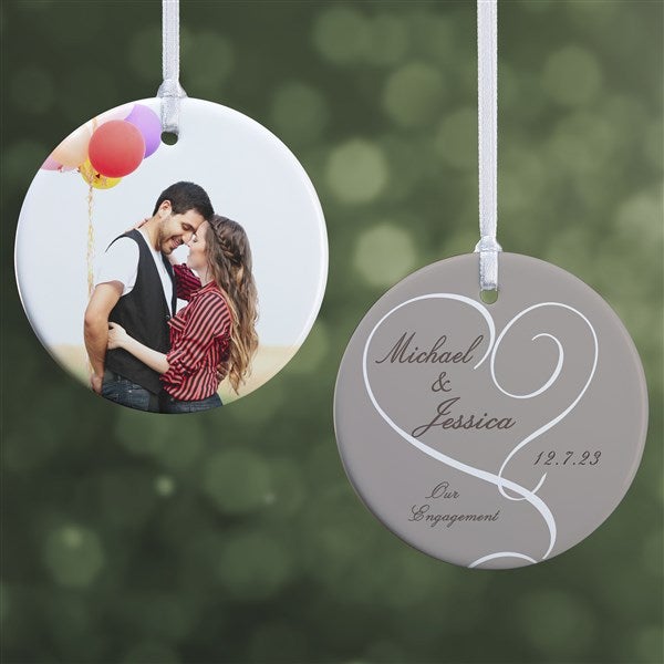 Personalized Engagement Photo Christmas Ornaments 2-Sided