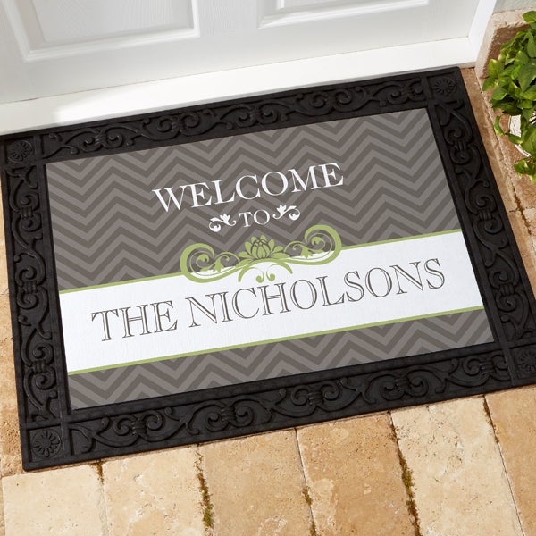 Personalized Chevron Doormat With Rubber Back - Classic Chevron - For ...