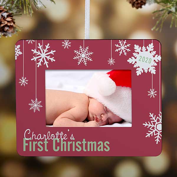 baby's first christmas frame ornament