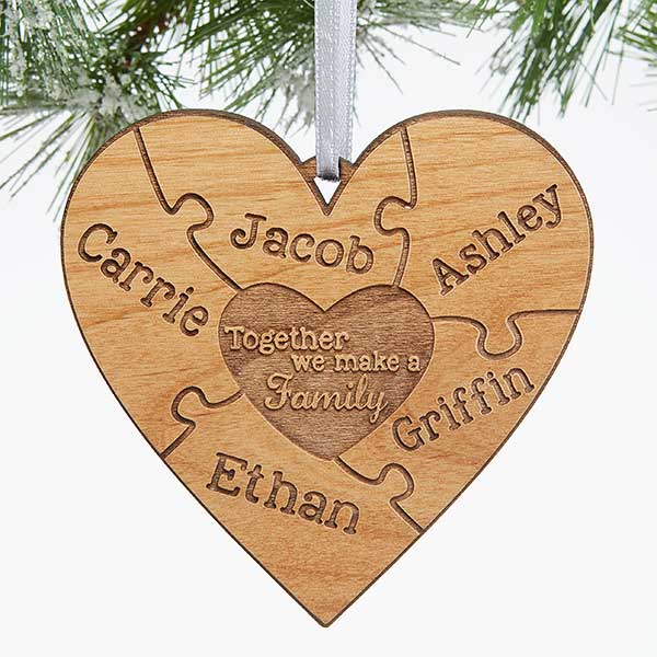 Together We Make A Family Natural Wood Ornament