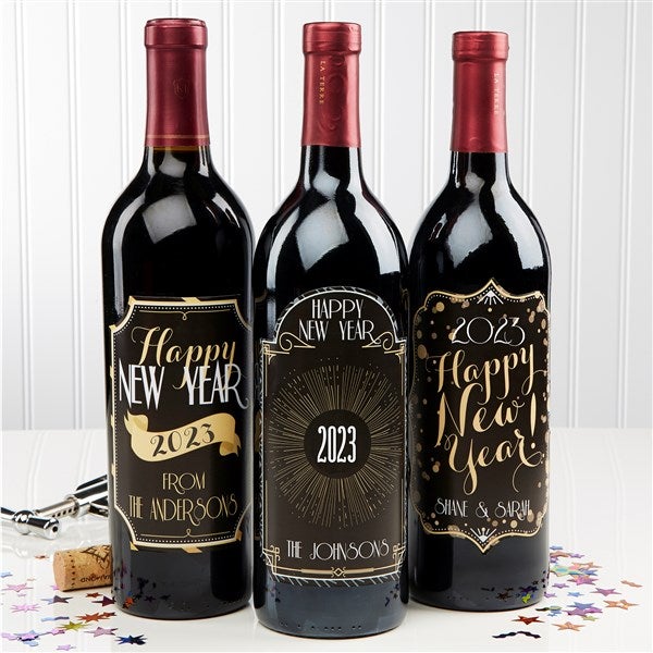 Personalized Happy New Year Wine Bo