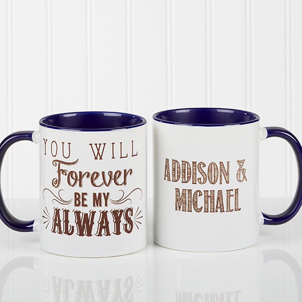 Romantic Personalized Coffee Mugs - Love Quotes - Blue