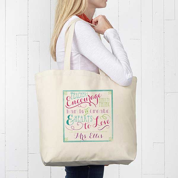 Teacher Quotes Personalized Large Canvas Tote Bag