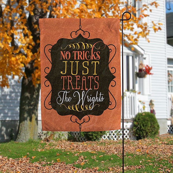Personalized Halloween Garden Flag - No Tricks, Just Treats - 16099