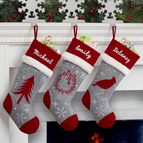 Personalized Christmas Stocking - Wintertime Wishes - Tree