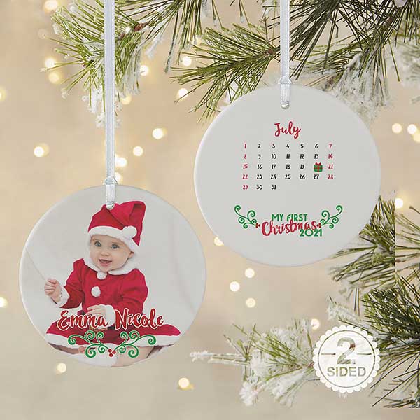 Baby's 1st Christmas Calendar Photo Ornament - Christmas