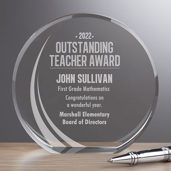 Personalized Premium Crystal Award - Outstanding Teacher