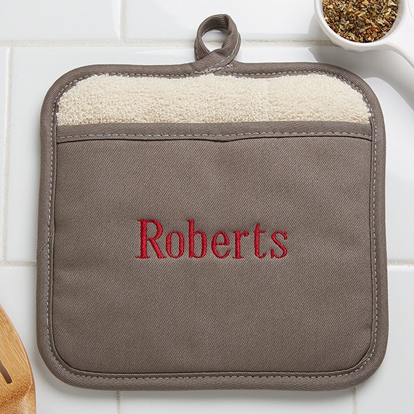 Personalize Kitchen Potholder and Oven Mitt Set, Monogram Kitchen