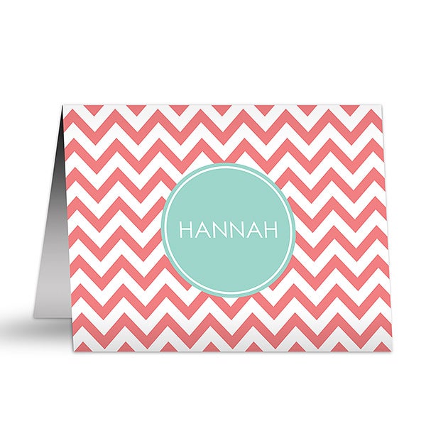 Personalized Girls Note Cards - Preppy Chic - 16501