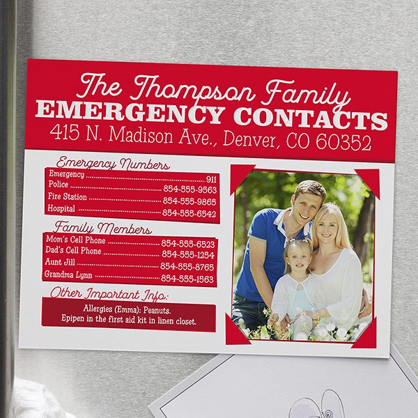 Personalized Emergency Contact Magnet