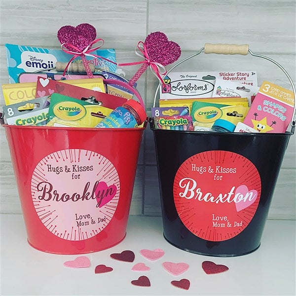 Personalized Mini Candy Bucket - Hugs & Kisses