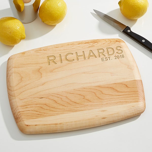 Last Name with Est Year Maple Wood Cutting Board
