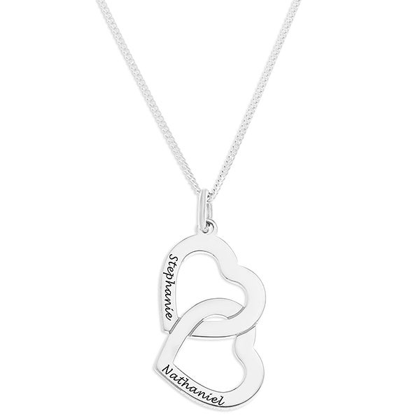 Interlocking Hearts Personalized Sterling Silver Necklace