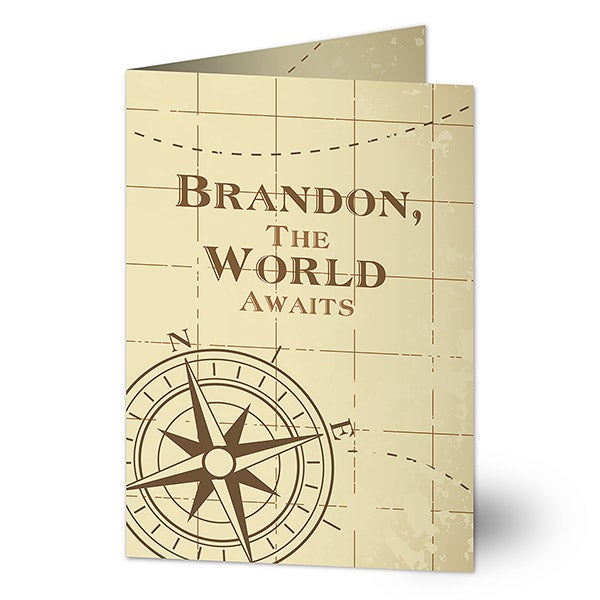 Personalized Graduation Greeting Card - Compass Inspired - 16607