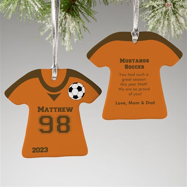 Soccer Jersey Personalized Sports Christmas Ornaments - 2-Sided