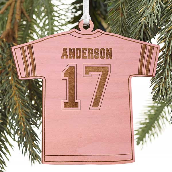 Football Jersey Personalized Pink Wood Ornament