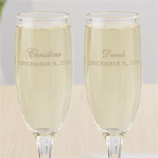 Personalized Wedding Glass Flute Set - The Loving Couple - 16674