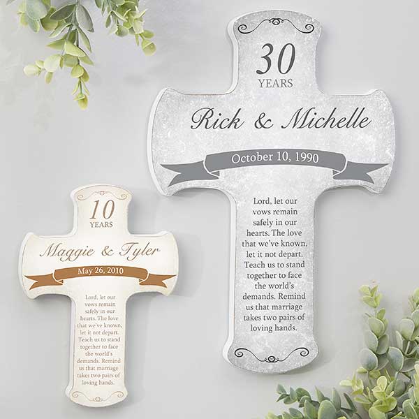 Personalized Romantic Cross - Anniversary Blessings