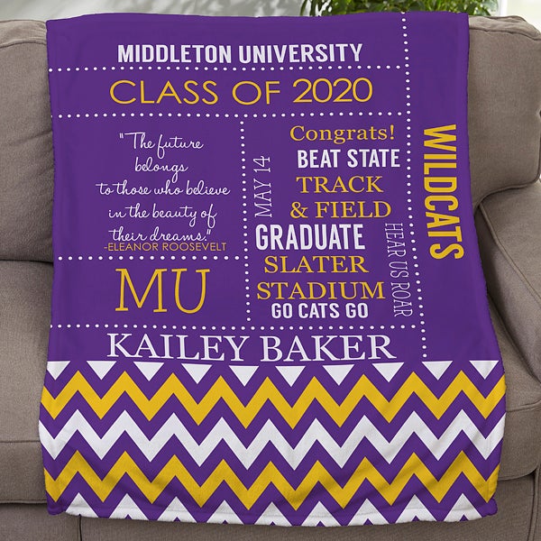 School Memories 50x60 Graduation Fleece Blanket Graduation Gifts