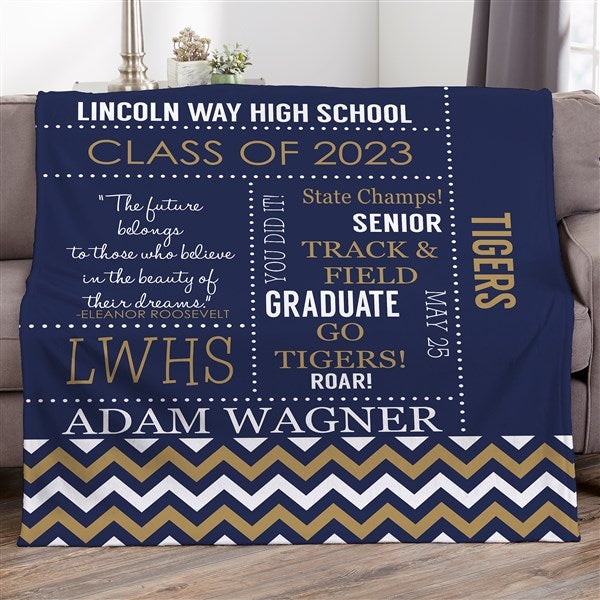 School Memories Personalized Graduation 50x60 Lightweight Fleece Blanket