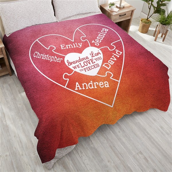 Personalized Puzzle Heart Blankets - We Love You To Pieces - 16912