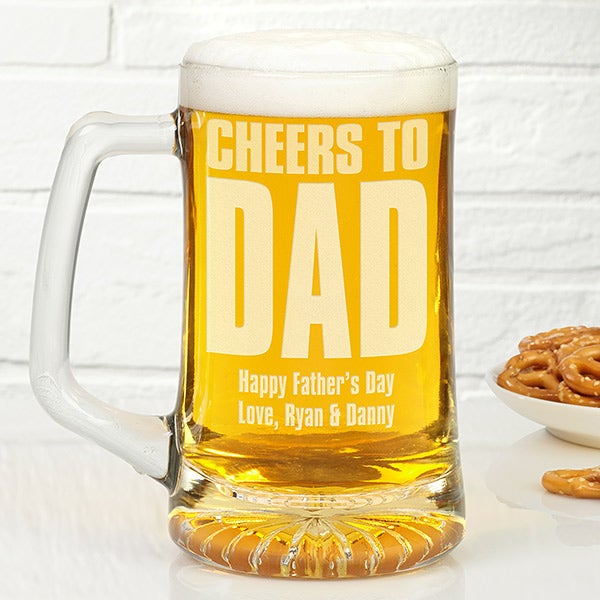 Personalized Beer Glass Mug - Cheers! To Him - 17039