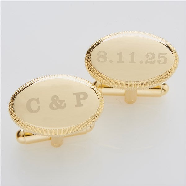 Engraved Wedding Gold Cufflinks - Wedding Date - 17210